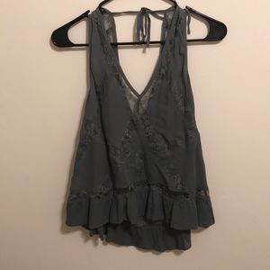 Sage green lace tank top